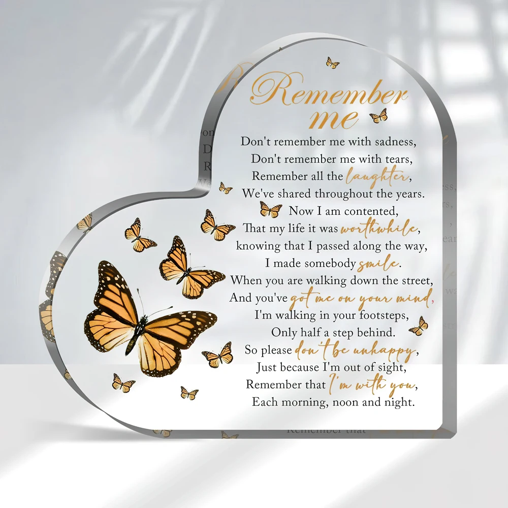 Acrylic Heart Shape Memorial Bereavement Gift Paperweight Remembrance Decorations Funeral Grief Condolence Memorial Ornaments