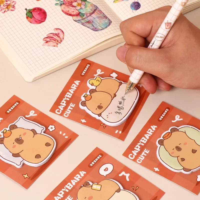 5Pcs/Lot Cute Cartoon Capybara Sticky Note Memo Pad 30 Sheet/Book Tearable Sticker for School and Office Stationery Decoration