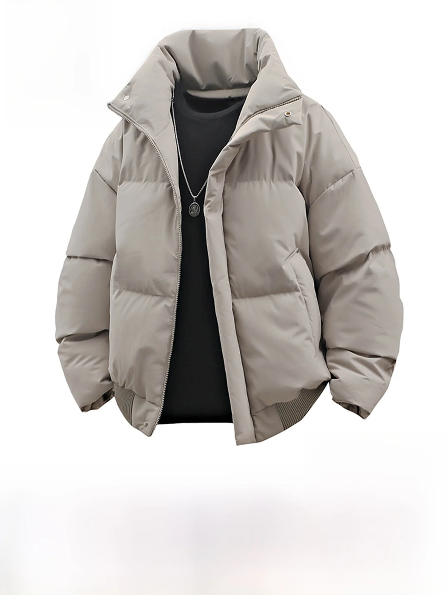 

Warmth Men's Casual Loose PU Leather Cotton Jaet Stand Collar Winter Outerwear Faionable Urban Sle Long Sve Zipper