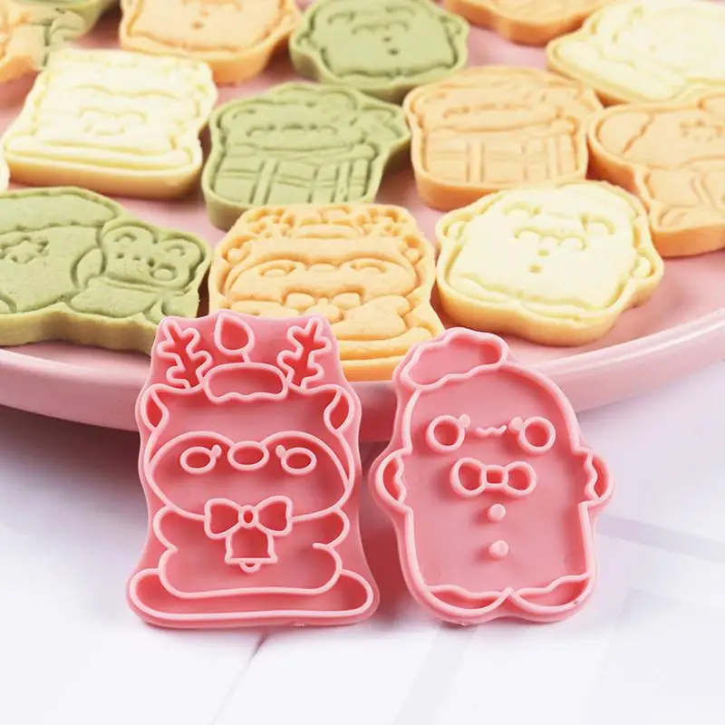 Christmas Cookie Cutters For Kids 8X Pastry Cutters 3D Christmas Baking Mold Set Cake Mold Pastry Cutter Mold For Candy