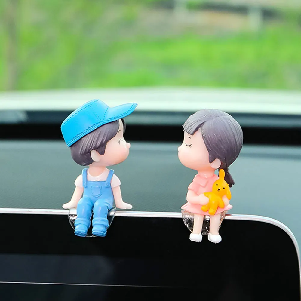 NEWCar Ornaments Cute Cartoon Couples Action Figure Dashboard Figurines Balloon Car Decoration Interior Accessories  Girls Gifts