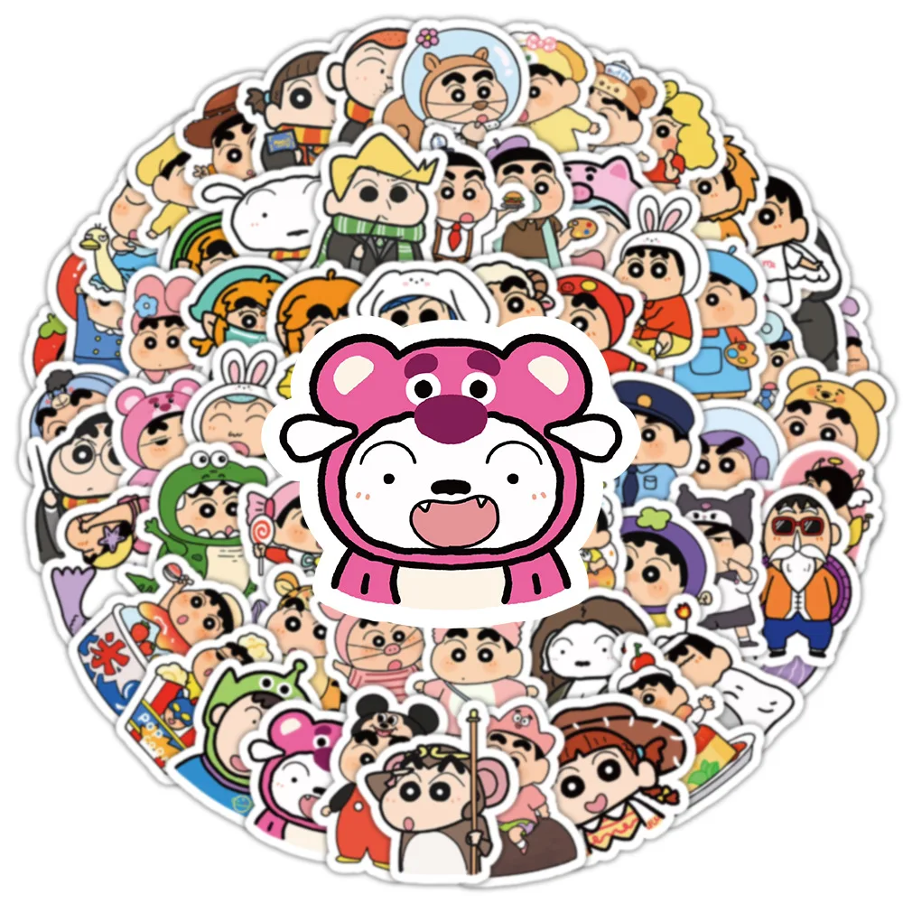 100pcs New Style Crayon Shin-chan Personalized Creative Mobile Phone Skateboard Refrigerator Decoration Stickers