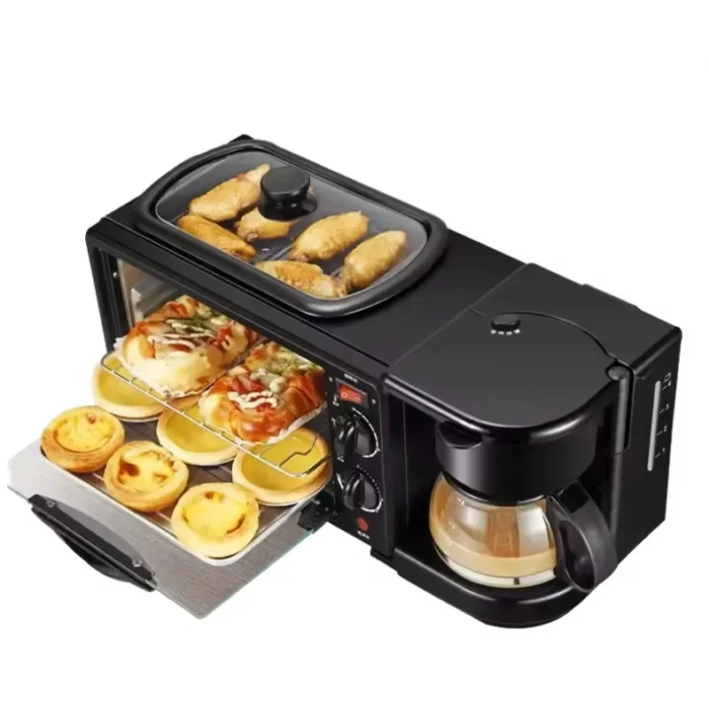 Machine de petit-déjeuner électrique domestique multifonctionnelle, four grille-pain automatique, vente en gros, 3 en 1, café