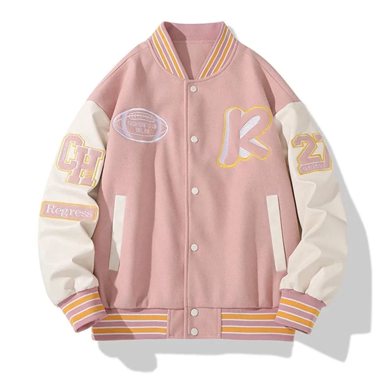 

Модная и универсальная американская бейсбольная мужская куртка, осенняя повседневная модная свободная куртка с вышивкой для пар, кардиган
