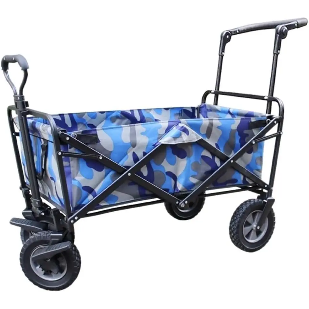 

4-Wheel Outdoor Garden Trolley with Shopping Cart and Camping Wagon Features