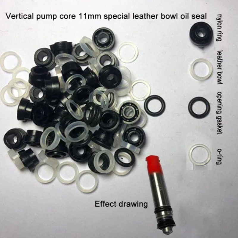 Vertical Jack Pump Core Oil Seal Gasket Old-fashioned Leather Bowl 11mm Car Repair Tool Parts 5 Set