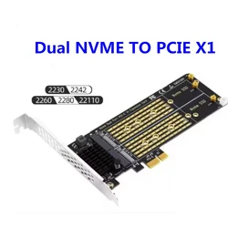 Karta adaptera PCIe na M2 NVME PCIe X1 2-portowy konwerter NVME M Key SSD Adapter M.2 PCI Express X1 Karta rozszerzeń Riser