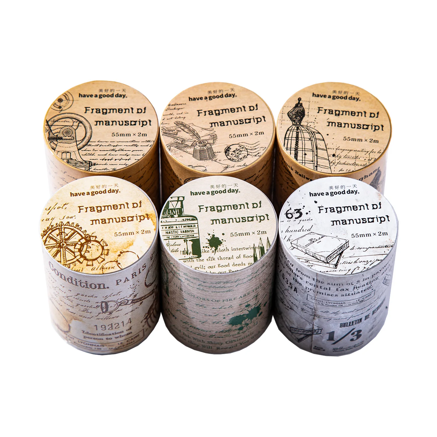 10pcs/1lot Decorative Adhesive Tapes Manuscript fragments Junk Journal DIY Paper Japanese Masking Scrapbooking Stickers