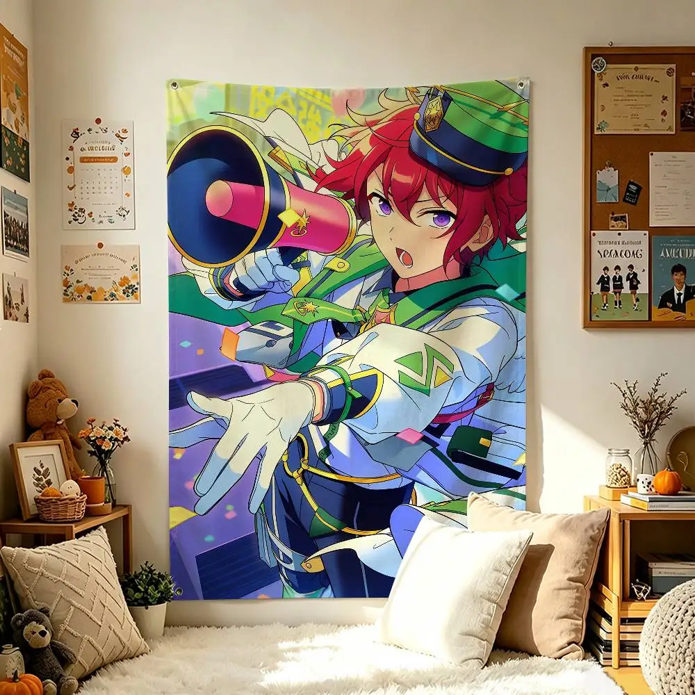 S-Suou T-Tsukasa E-Ensemble Stars Vertical Flag Tapestry Wall Hanging Indoor Outdoor Home Decor