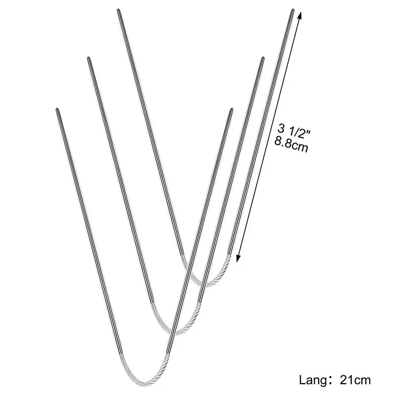 Juego de agujas de tejer circulares para bebés, accesorios para calcetines y mangas, Cable de Metal, 3 piezas