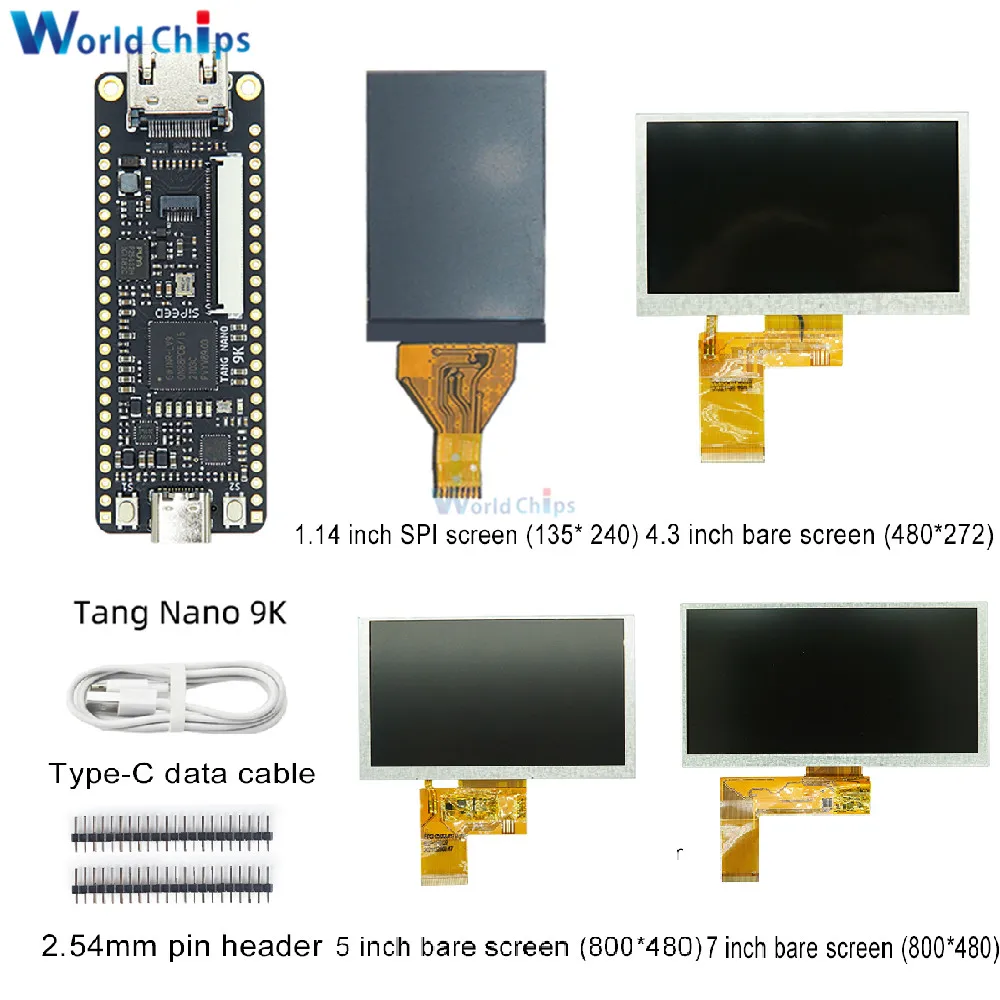 Tang Nano 9K Gaoyun FPGA GoAI Development Board GW1NR-9 RISC-V RV HDMI 40P RGB Interface with 1.14/4.3/5/7 Inch SPI Bare Screen