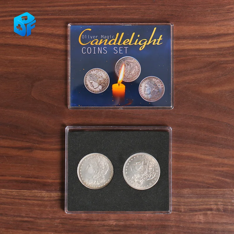 Candlelight Coins Set Magic Tricks Morgan Coin Appear / Disappear Magia Magician Close Up Illusions Gimmick Props Mentalism Fun