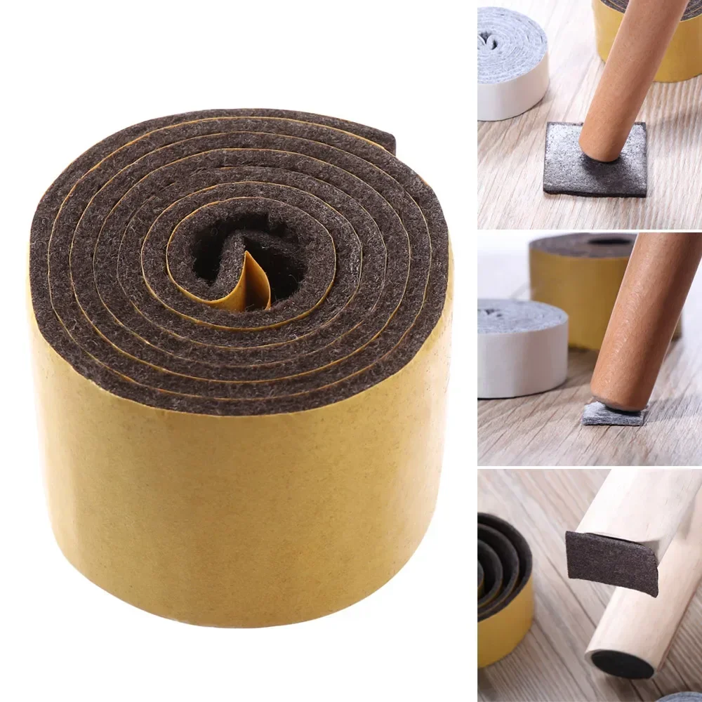 100cm/Roll Self-Adhesive Felt Furniture Leg Pad Anti-slip Mat Floor Protector Wear-resisting Table Chair Leg Sticky Back Bumper