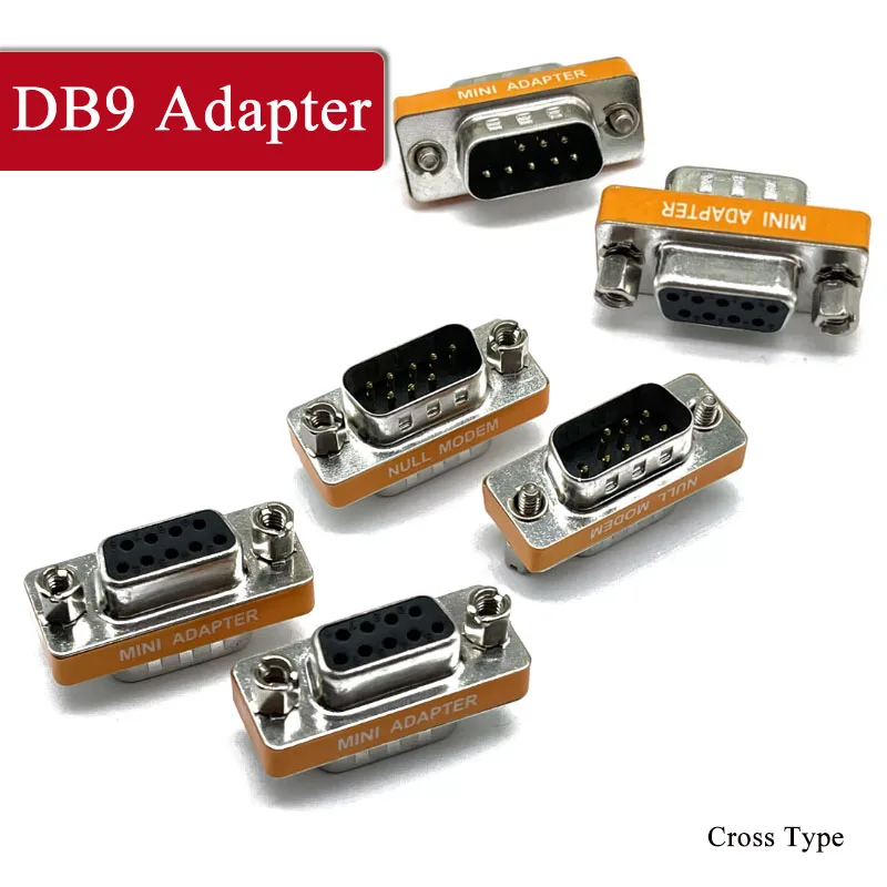 Cross DB9 RS232 Serial Connector 9Pin Female Male Plug Mini Null Modem Gender Changer Female to Female or Male to Male Adapter