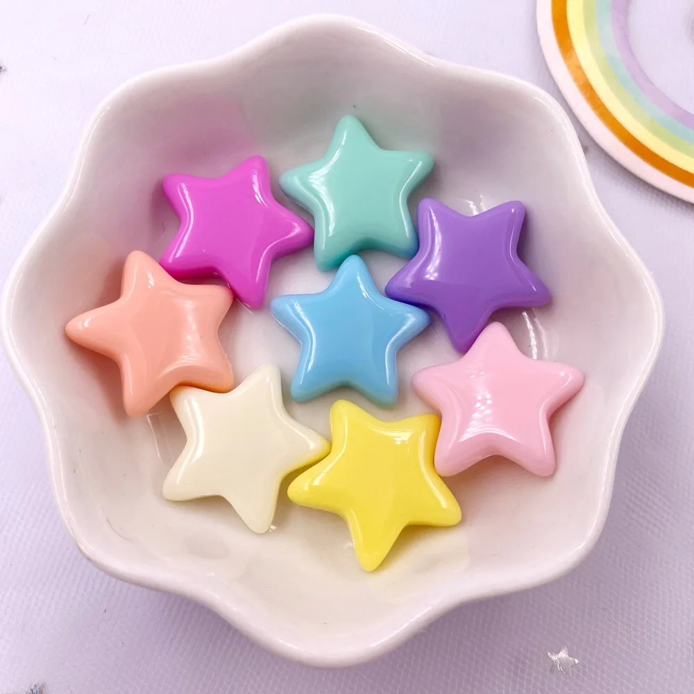 Resin Kawaii Colorful Cartoon Crystal Candy Color Star Gems Flatback Stone Figurine 20PCS Scrapbook DIY Hair Accessories Decor