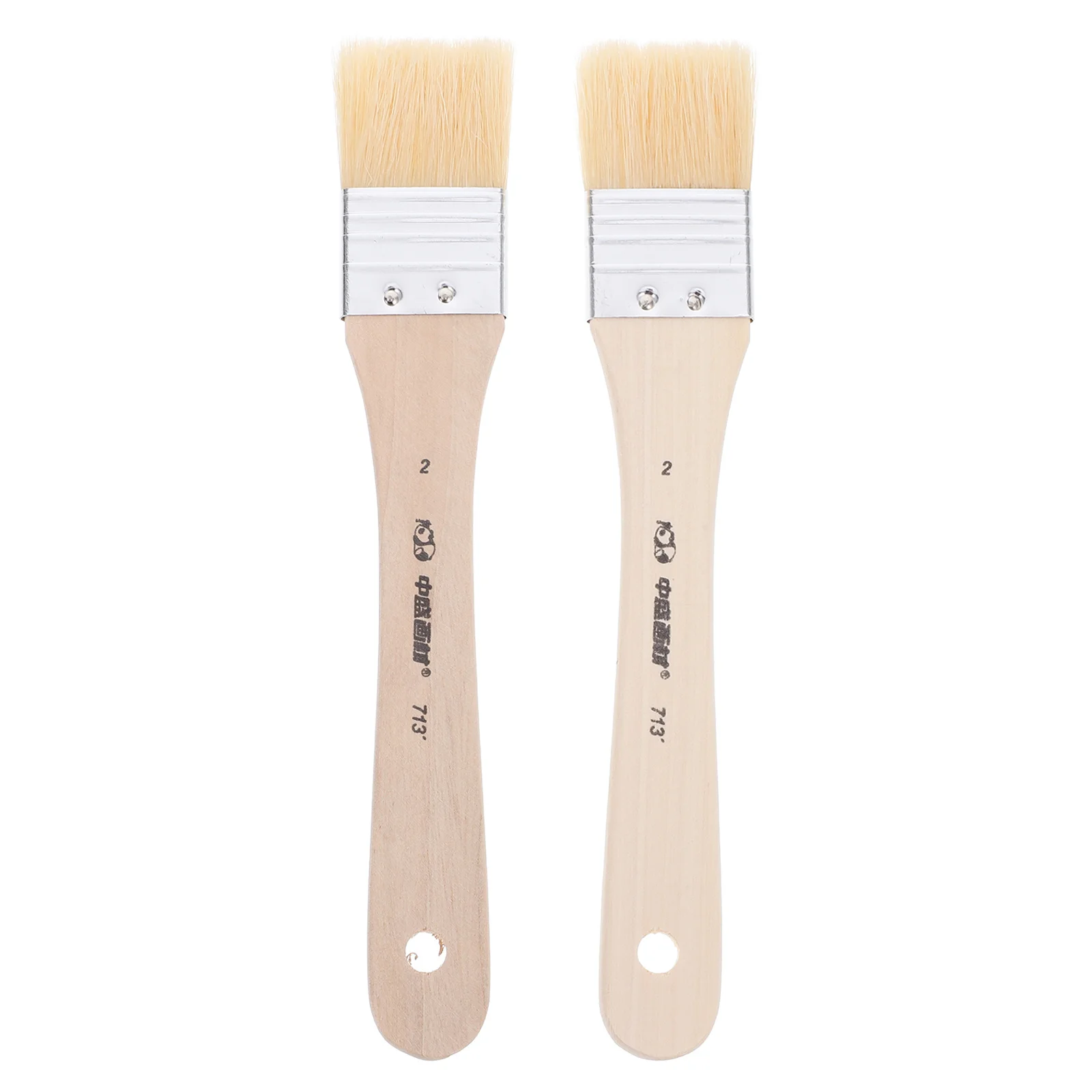 

2 pcs Natural Boar Bristle Brush Large Wooden Handle For Oil Painting Watercolor Drawing Art Projects Artists Students Painting