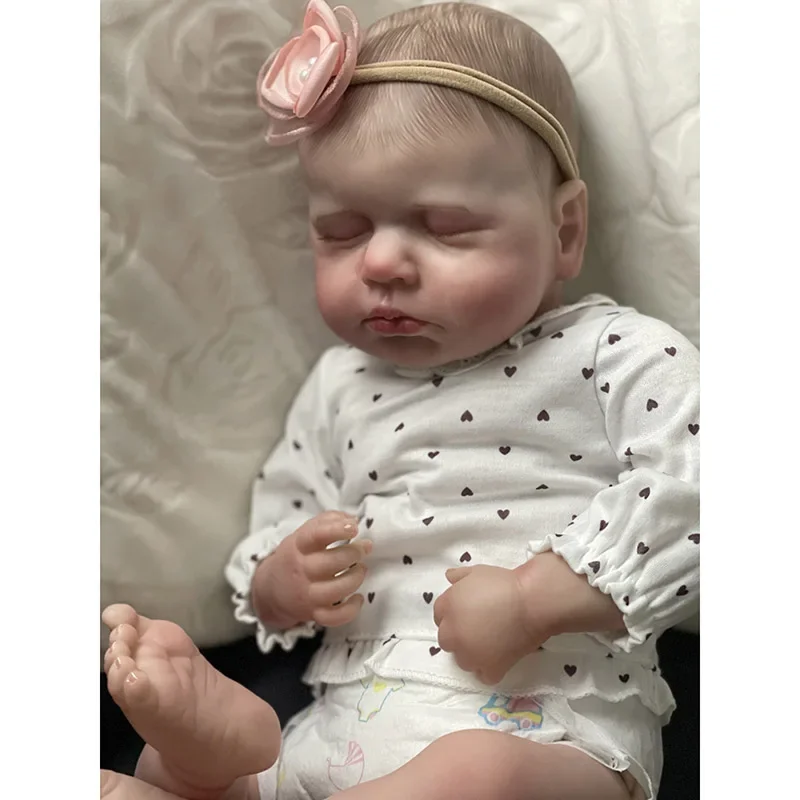 19inch Bebe Reborn Doll LouLou Real Looking Newborn Baby Already Painted 3D Skin with Visible Veins Reborn Baby Muñecas Bebes