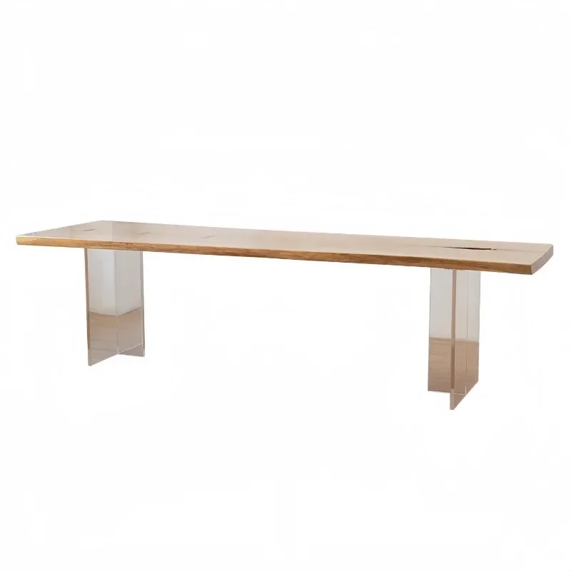 Ash wood large board table workbench log wind dining table and chair combination