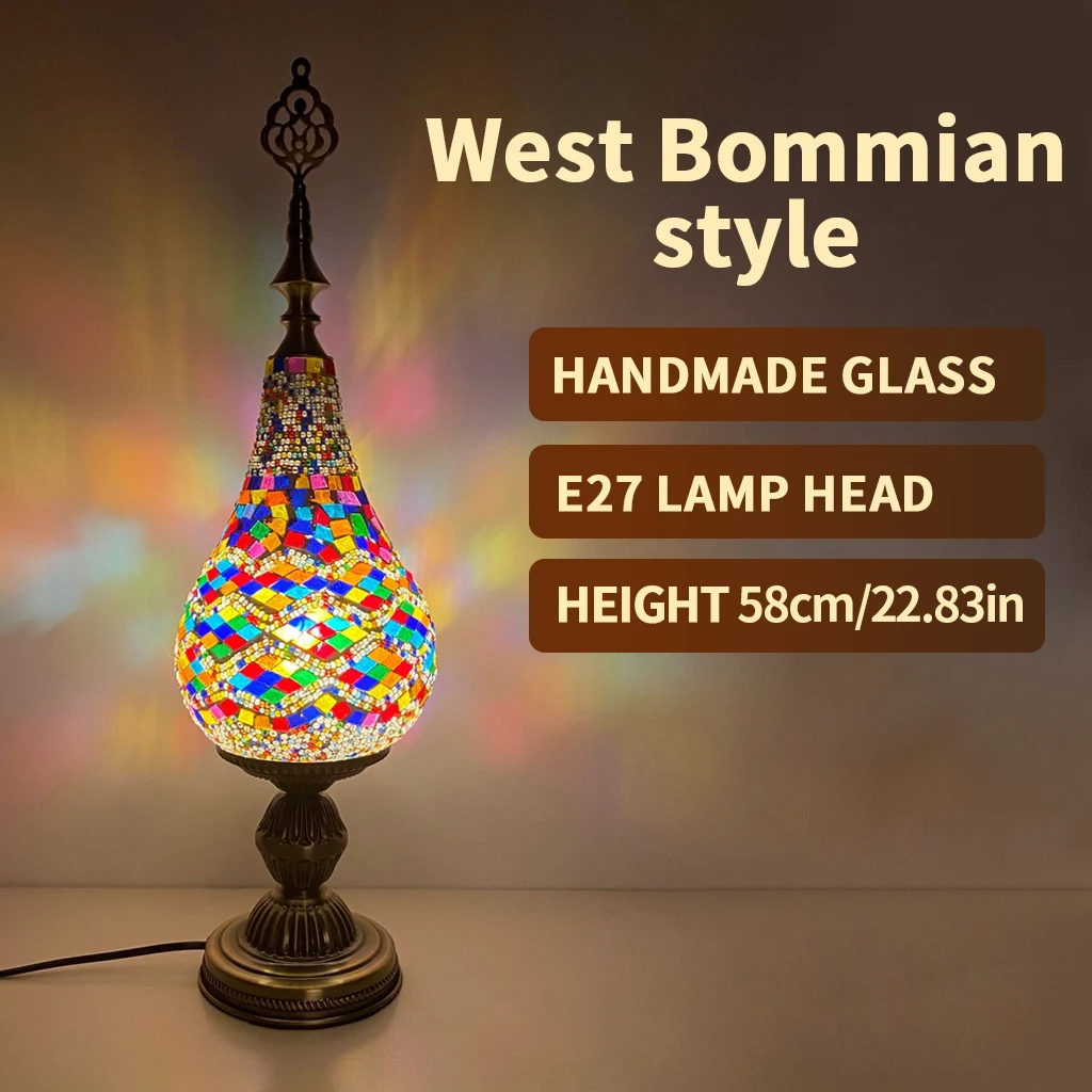 

Moroccan Stained Glass Mosaic Table Lamp for Decor And Desk Lighting Ideal for Hallways Bedrooms Living Rooms & Studies
