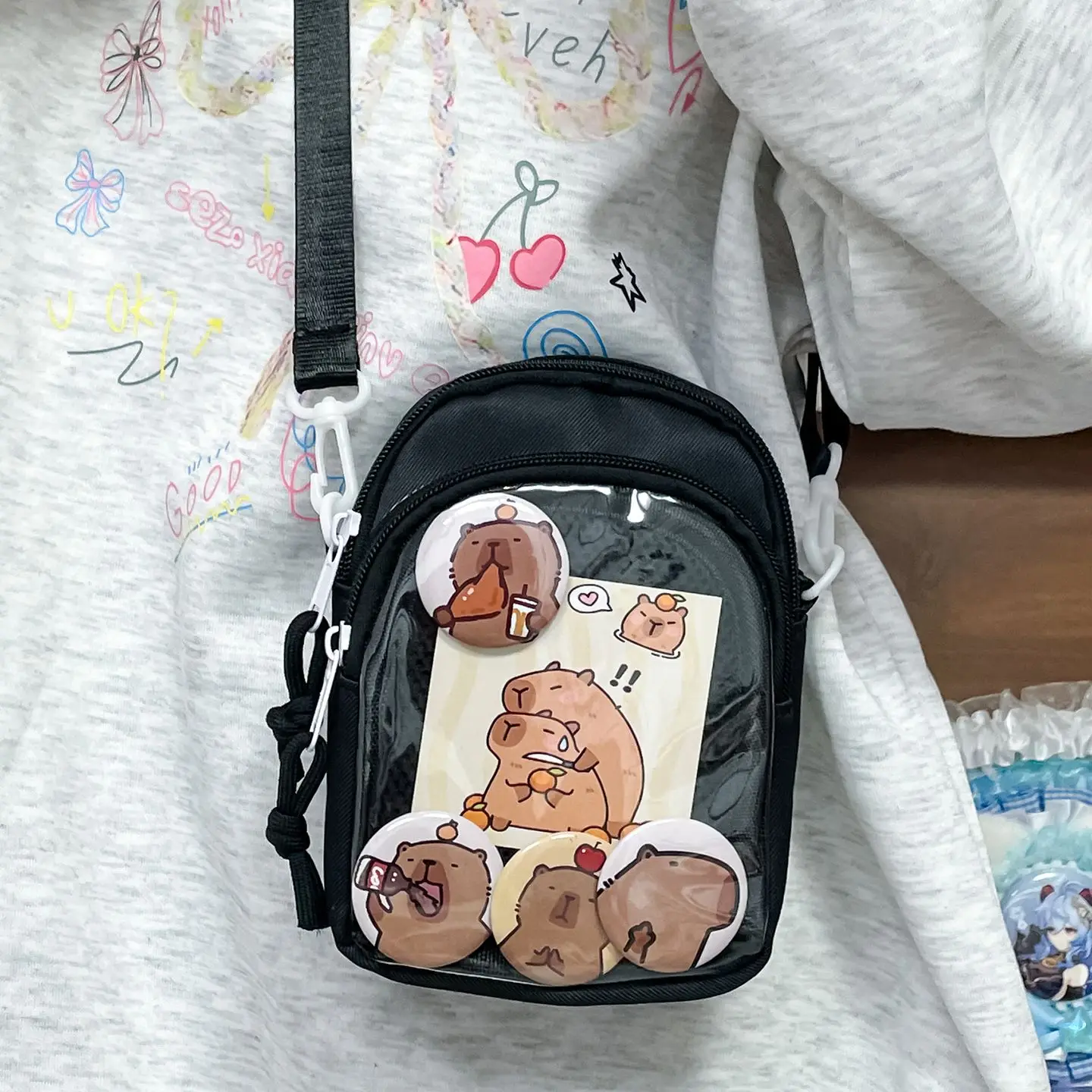 

Richme Mini Women Ita Bags 2025 Trend Casual Nylon DIY Badge Crossbody Shoulder Bag Dopamine Harajuku Daily Outdoor Bolso Mujer