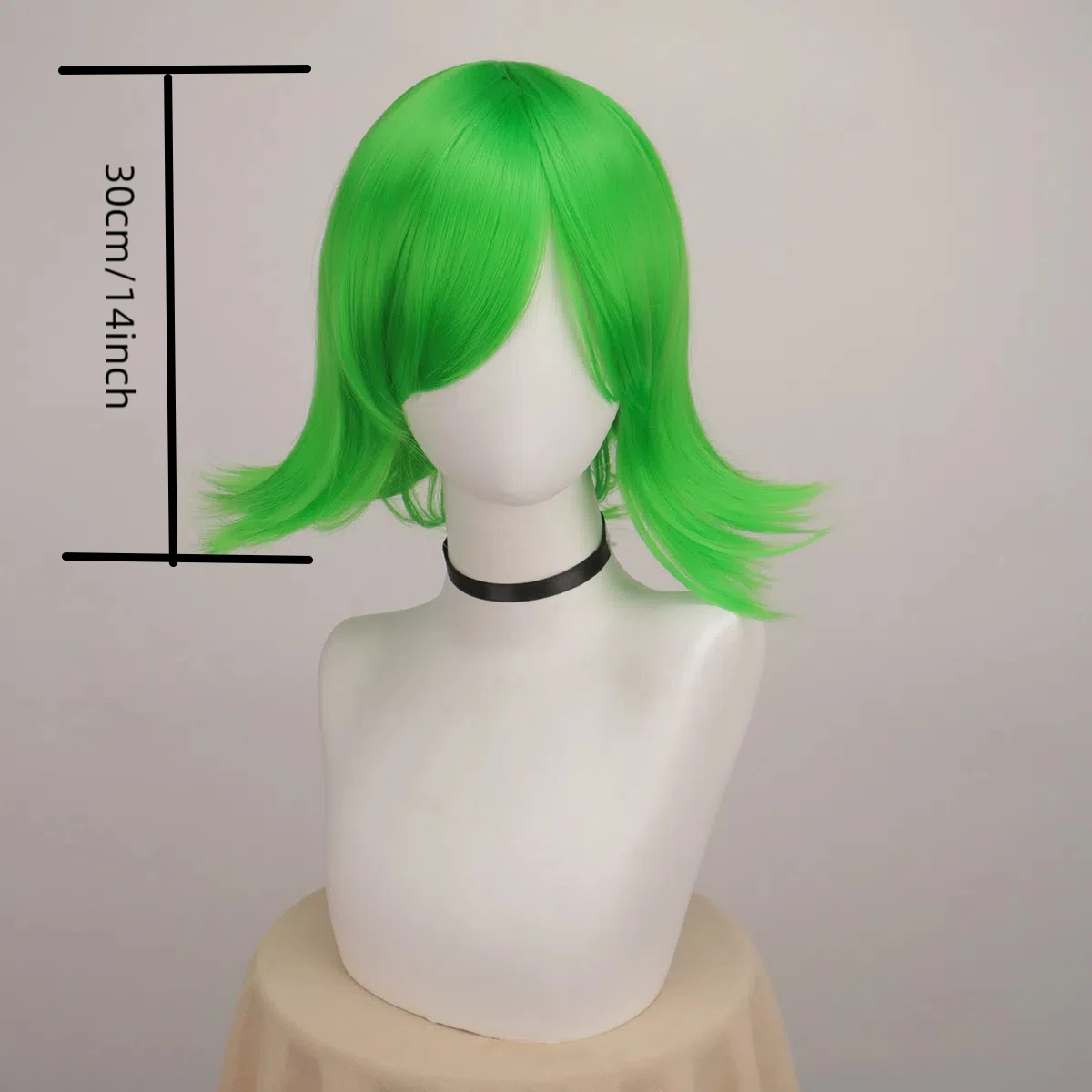 Peruka damska, zielona, prosta, do cosplayu, z grzywką, włosy anime odwrócone na odwrót, idealna na imprezy Halloweenowe.