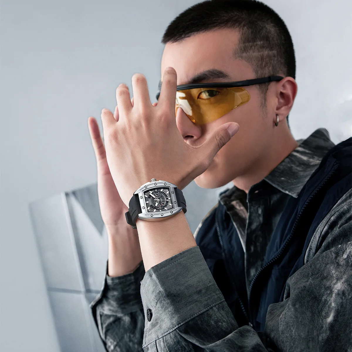 Mark Fairwhale Brand 2025 Automatic Mechanical Watches for Man Rubber Strap Waterproof Luminous Luxury Watch Men Reloj Hombre