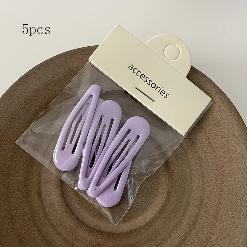 5 Stück süße, mädchenhafte, bunte Haarspangen mit Herz-Motiv, einfache, stilvolle Haarspangen für die Ponyseite, BB-Clips – Detail 7