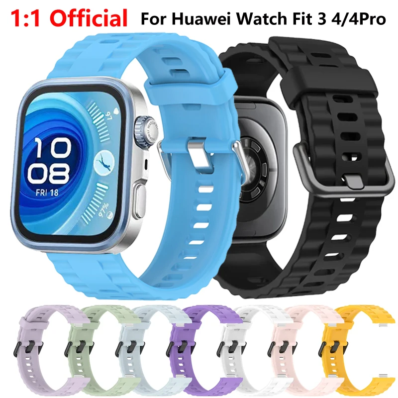 Официальный силиконовый ремешок 1:1 для часов Huawei Watch Fit 3 4 4Pro, спортивный ремешок для часов Huawei Watch Fit 4 Pro, браслет Correa