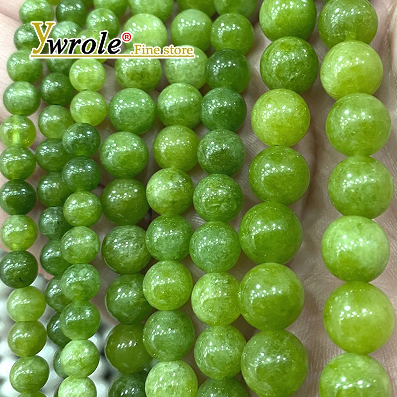 

6-10MM Natural Stone Olive Green Chalcedony Loose Round Spacer Beads for Jewelry Making DIY Bracelet Charms Accessories 15‘’