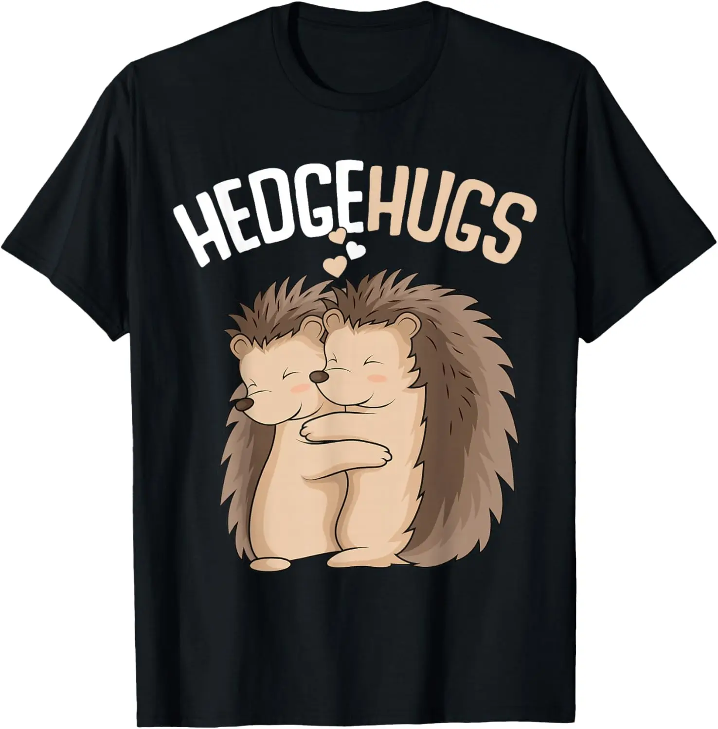 

Hedgehugs Cute Couple Hedgehog Hugging Graphic Tee Soft Cotton Casual T-Shirt For Women