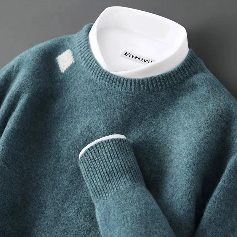 S-XXXL جديد 25 الرجال س الرقبة 100% سترة صوف أسترالية بلون محبوك رجال الأعمال عادية بأكمام طويلة البلوز سترة #3