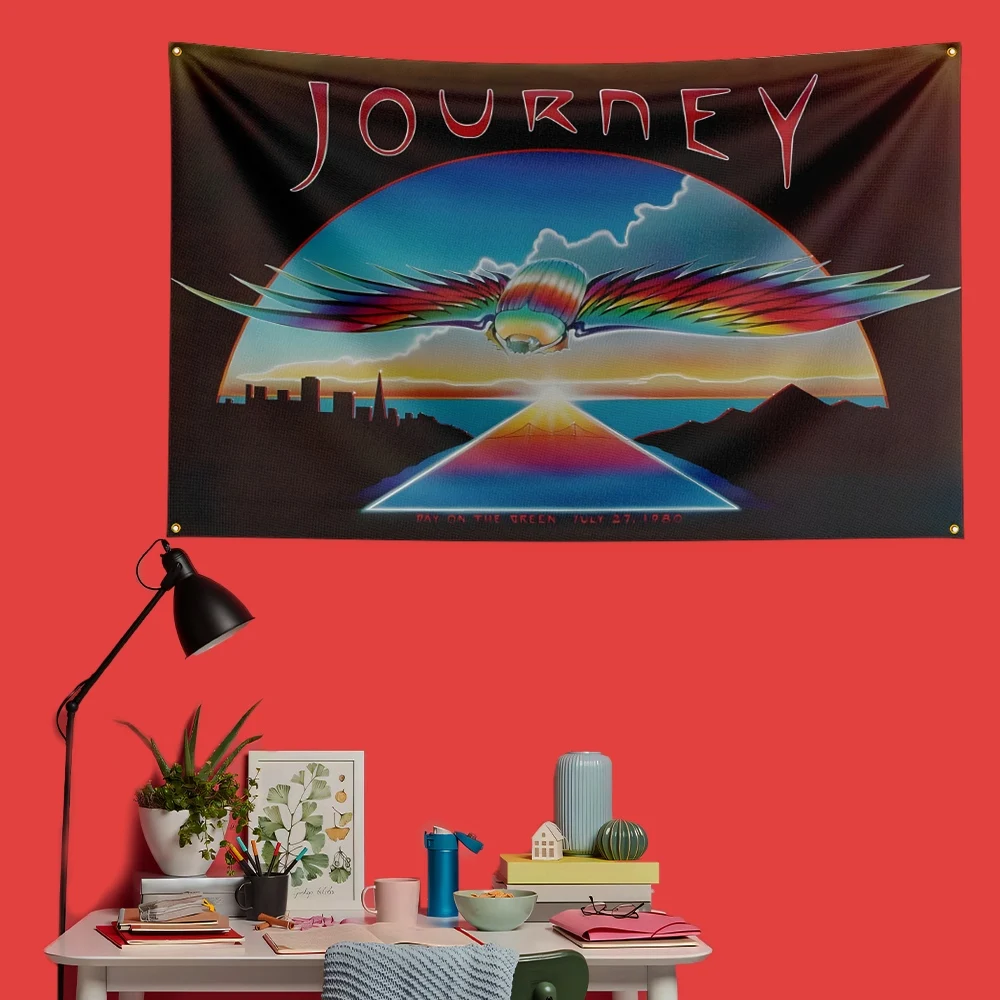Journey Inspired Rock Music Flag 3x5 FT 90x150cm Polyester Decorative Banner Tapestry For Music Fans