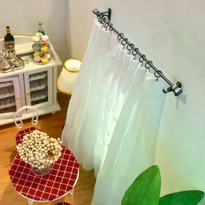 1:12 Dollhouse Furniture Model Toy Miniature Decor Curtain Rod Metal Hook Up Rings Window Fitgs Doll House Accessories