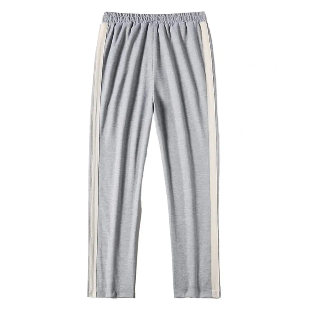 Men Sweatpants Sports Pants Men's Wide Leg Striped Sweatpants with Drawstring Elastic Waist Soft Warm Sports Jogging for Four