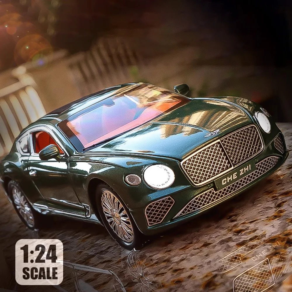 1:24 Scale Continental GT Alloy Car Model Toy Pull Back Diecast Metal Sports Cars Models Simulation Sound Light Collection Gifts