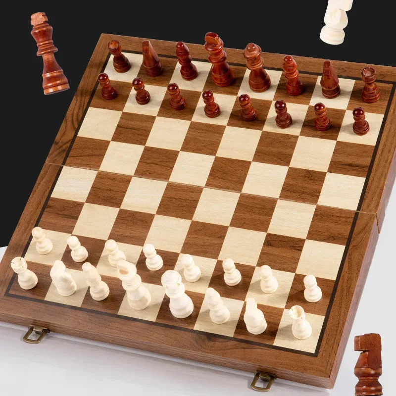 

Upgraded 15" Magnetic Wooden Chess Set - Tournament Staunton Walnut Board Game with Crafted Pieces & Storage, Premium Gift