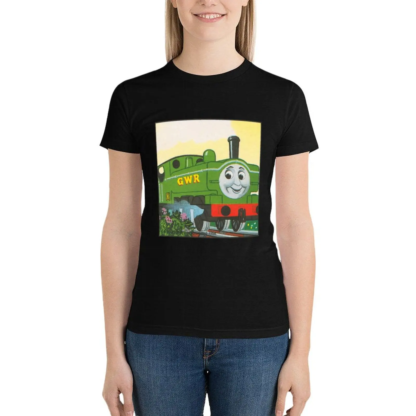 

Duck the Great Western Engine Vintage Square Card T-Shirt cute clothes kawaii clothes t shirts for Women loose fit