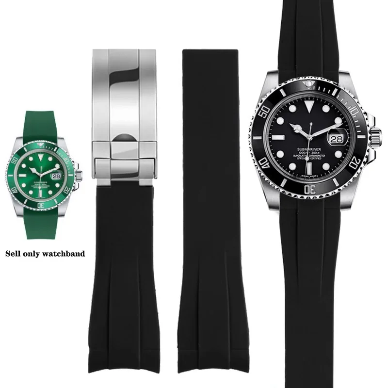Correa de reloj deportivo de goma para Rolex Submariner DAYTONA GMT Yacht-Master 21mm 20mm banda de goma pulsera de repuesto para reloj inteligente