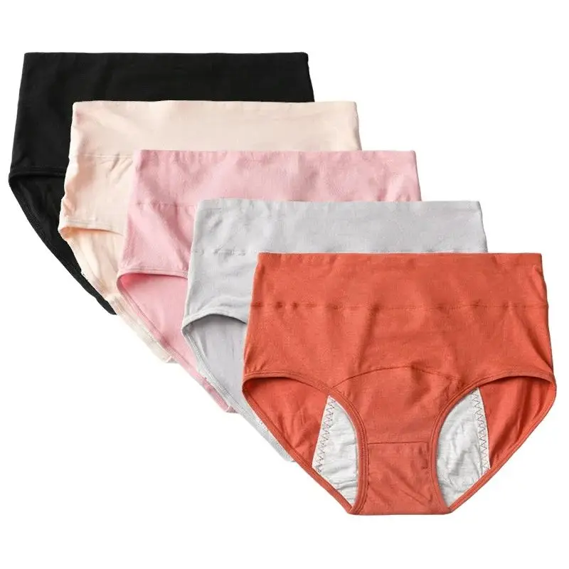 High Waist Menstrual Period Panties Women's Cotton Crotch Sanitary Panty Girl Menstruation Period Leak-Proof Women's Briefs