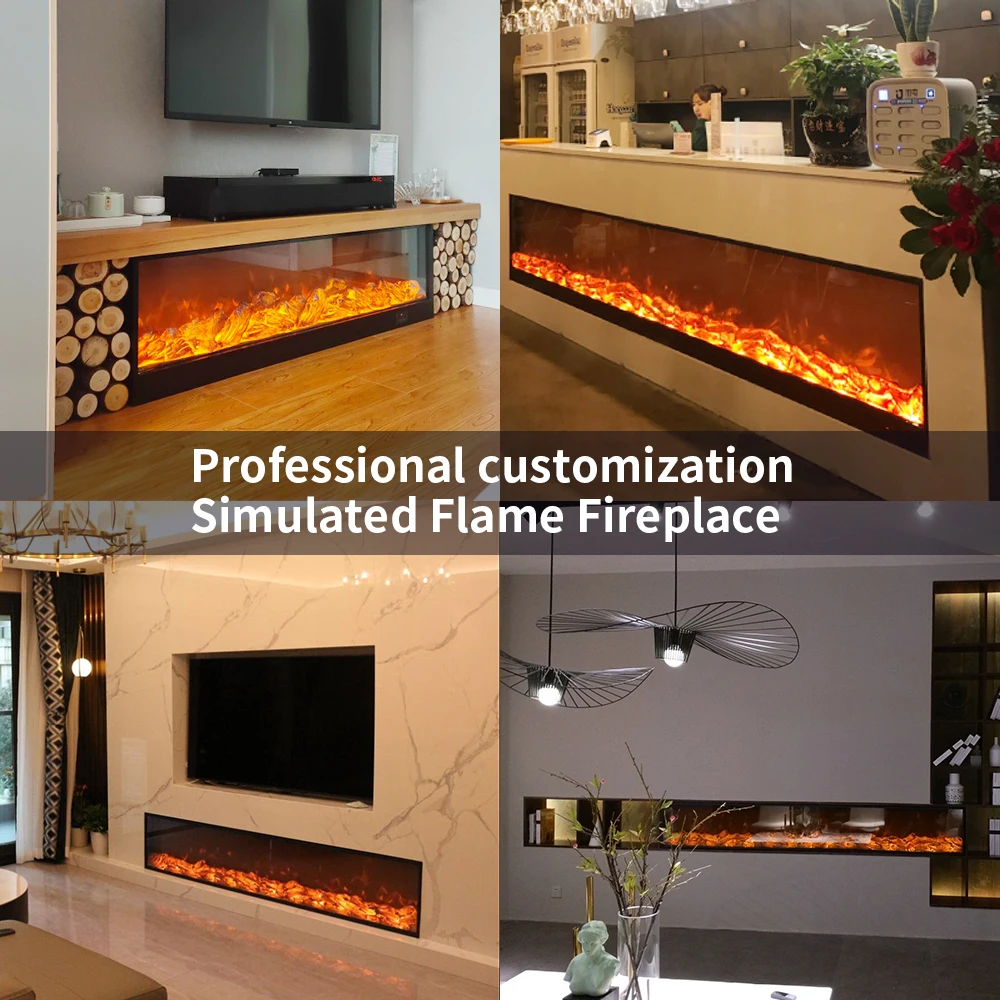 Home Indoor Modern Intelligent Decorative Electric Fireplace Insert Built-In Wall-Mounted Heater LED Flame English 260-320 ft - view 2