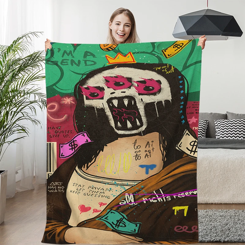 Digital Print Pop Art Knee Blanket Sofa Winter Warm Bed Fleece Camping Custom Nap Flannel Fluffy Soft Blanket Microfiber Bedding