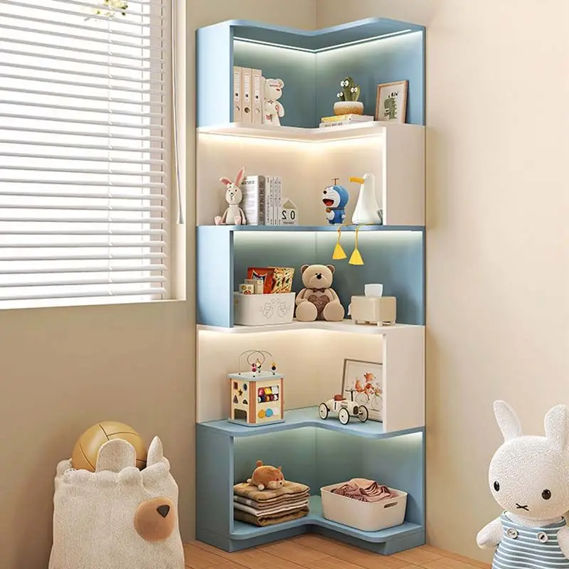 

Solid wood corner bookshelf Floor shelf integrated against the wall Children's storage bookcase