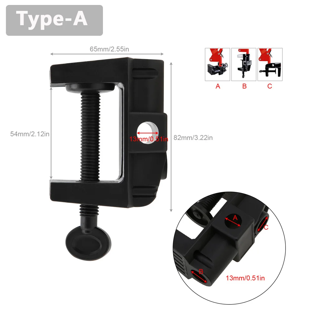 Supporto per lampada da scrivania Clip fissa fai-da-te in plastica a forma di C per lampada da tavolo/microfono/fotocamera