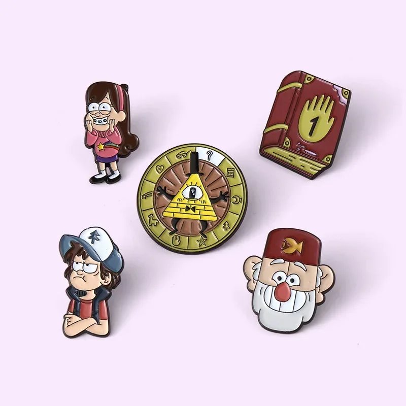 Cartoon Classic Character Enamel Pins Magic Book Turntable Anime Backpack Lapel Badges Jewelry Gifts for Friends Wholesale