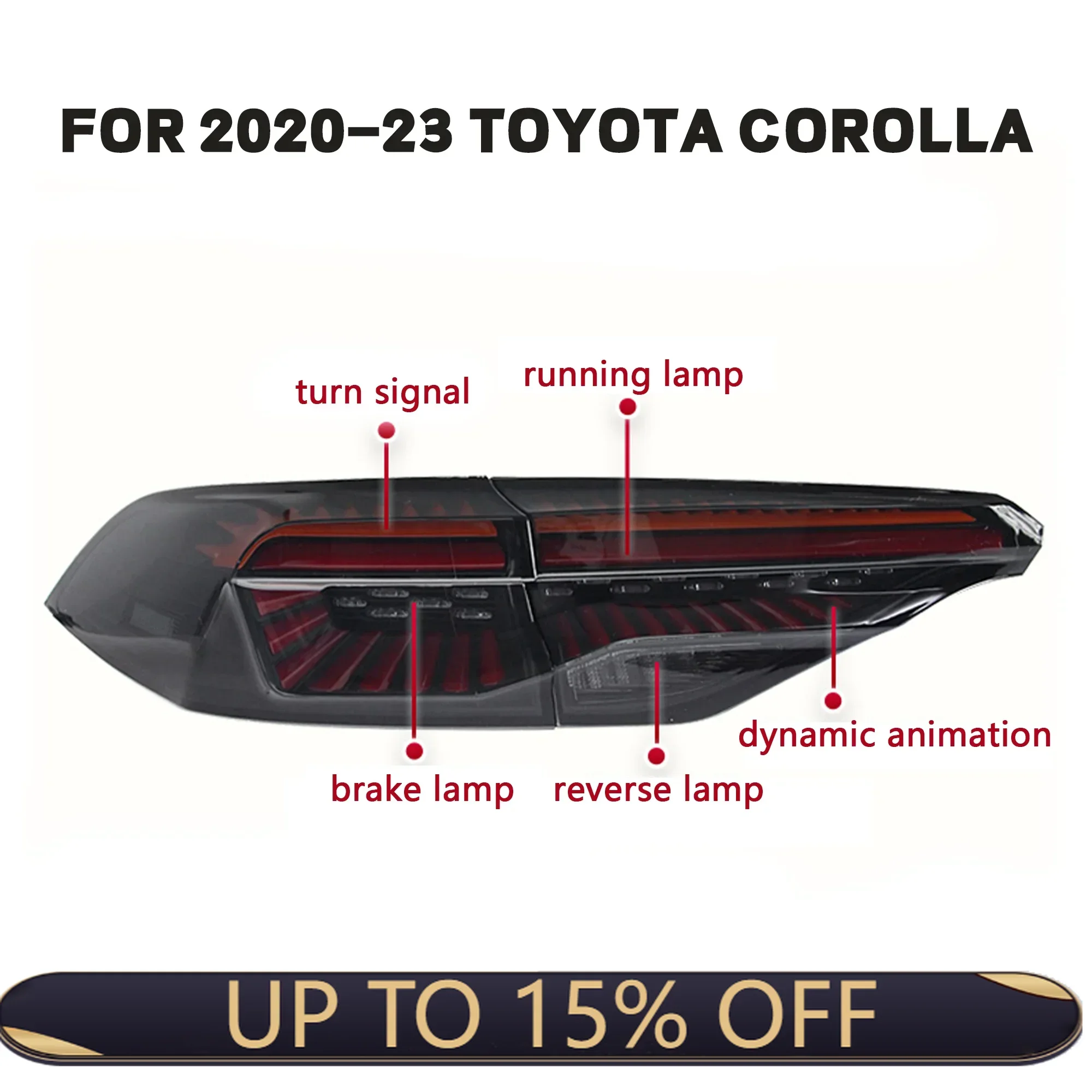 

Full LED Tail Lights Back Rear Lamp 2020 2021 2022 2023 2024 Spoiler Lamp For Toyota Corolla SE LE Sedan