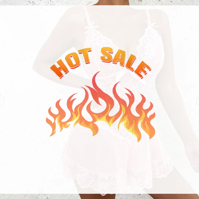 

European And American Sexy Lingerie Mesh Lace Bow Strap Women's Sleepwear