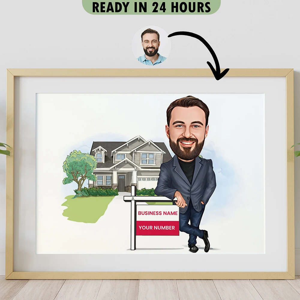 Realtor Sell House Caricature Cartoon Personal Wall Art Poster And Prints Picture Canvas Painting Decoration for Bedroom