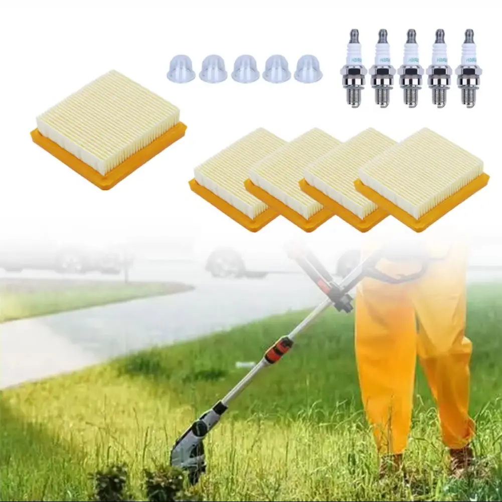 

Комплект для обслуживания: воздушные фильтры, масляный фильтр, свечи зажигания для триммеров и кусторезов FS91, FS111, KM91, HT103. Запчасти для фильтрации садового инструмента.