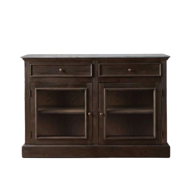 

American side Solid wood wine cabinet European side Locker with door Kitchen storage