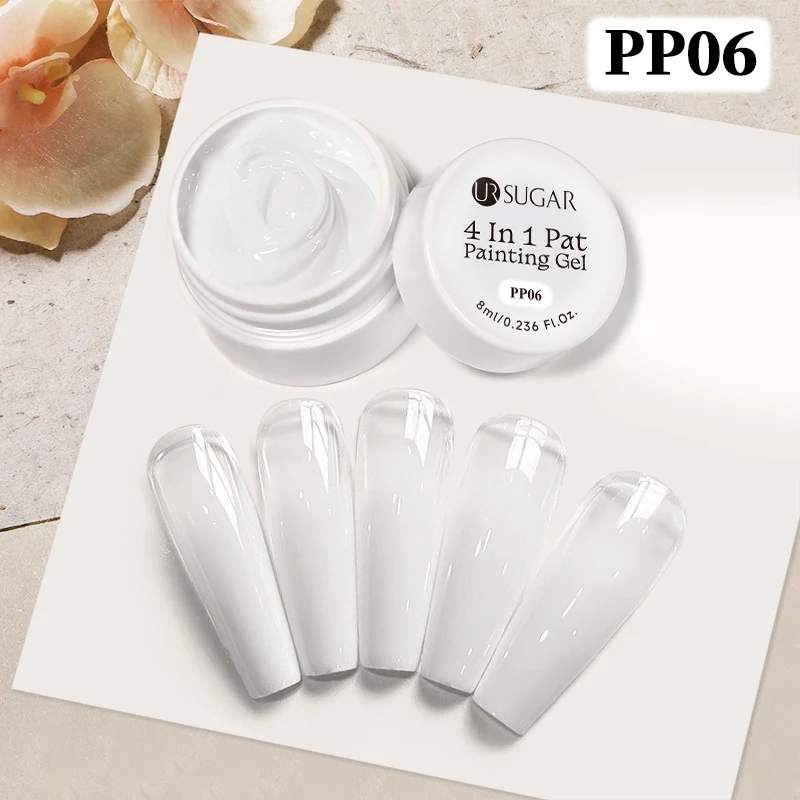 UR SUGAR 1/2 Stück Weißes Pat Painting Gel Nagellack 4-in-1 Gradient French Cover Edge Lines Nagelstempelmuster Nagel-DIY-Pattin